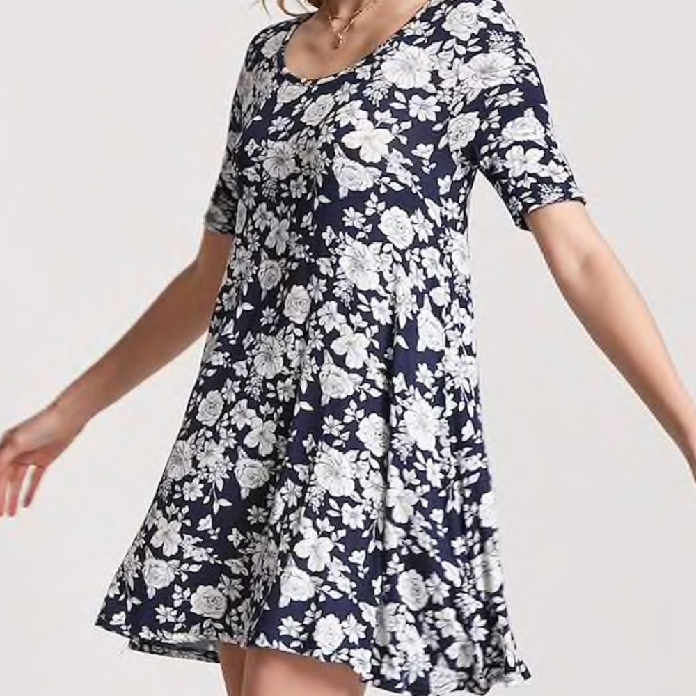 Brand new BLUE Floral swing dress